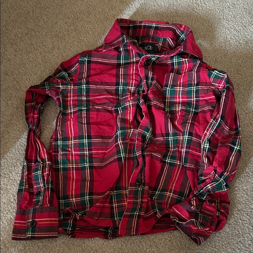 Children’s Place Red and Green Plaid Boy’s Shirt